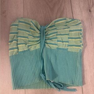 NWT Garage Aqua and Yellow Striped Tube Top